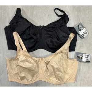 Dominique Underwire Minimizer Bra Women 42F Lot Of 2 Black Beige Unlined NWT